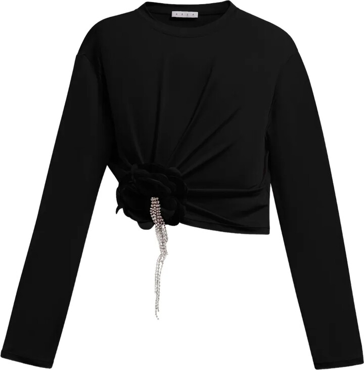 Area Crystal-Flower Draped Top