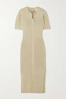 Thumbnail for your product : Joslin Lydia Cable-knit Organic Cotton And Cashmere-blend Midi Dress - Camel - x small