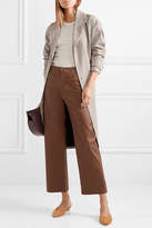 Thumbnail for your product : Apiece Apart Monterey Cropped Leather Wide-leg Pants - Brown