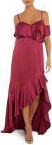 Thumbnail for your product : Adrianna Papell Strappy off shoulder ruffle hi low gown