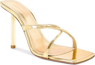 Amina Muaddi Adriana Mirror Slipper Mule in Metallic Gold