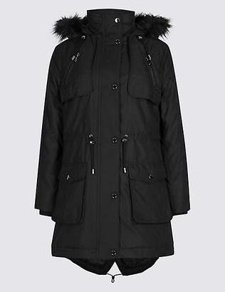 M&S Collection PETITE Faux Fur Parka with StormwearTM