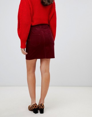 ASOS DESIGN cord original skirt in berry