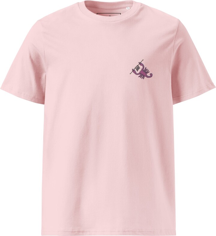 Anchor & Crew Cotton Pink Scorpion Knittin' Up In The Wild Organic Cotton Embroidered T-Shirt - Women