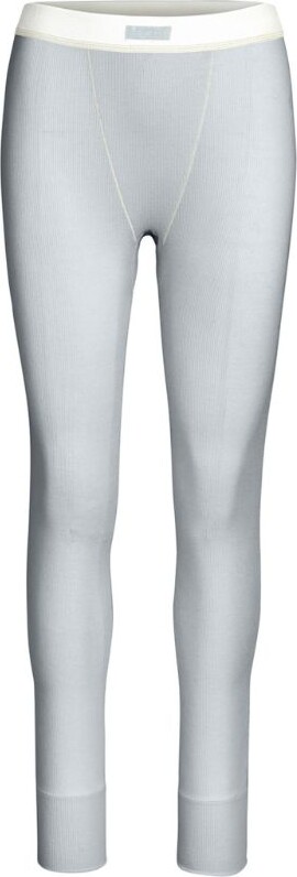 Thermal ribbed cotton-blend leggings - Bone