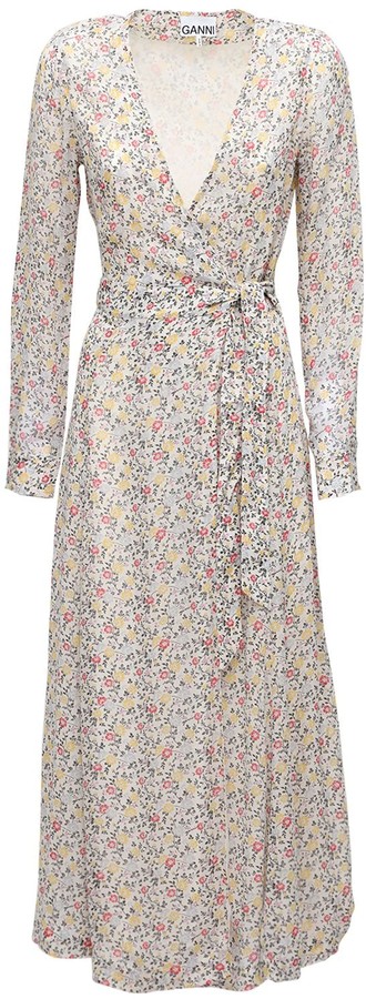 ganni georgette wrap dress