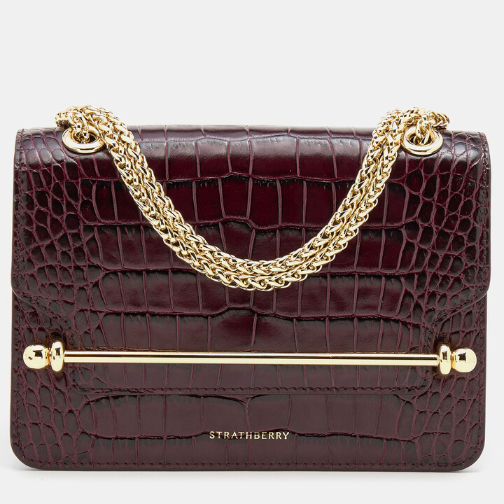 burgundy croc bag