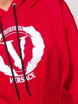 Thumbnail for your product : Versace Logo Embroidered Cropped Hoodie