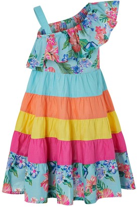 Monsoon Fergie Flower Colour Block Dress - Turquoise