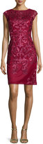 Thumbnail for your product : Sue Wong Cap-Sleeve Lace Sheath Cocktail Dress