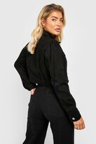Thumbnail for your product : boohoo Distressed Puff Shoulder Detail Denim Jacket
