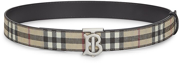 Burberry Reversible Logo Buckle Belt Vintage Check Coated Canvas