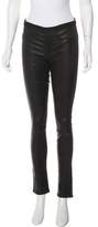 Thumbnail for your product : Helmut Lang Leather-Trimmed Mid-Rise Jeans