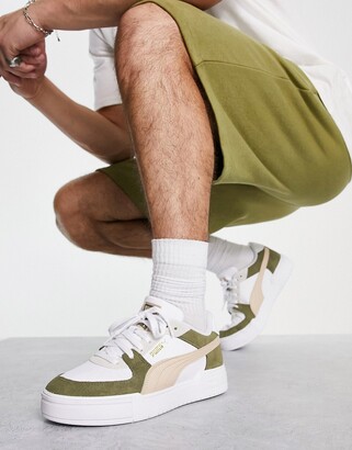 Puma CA Pro premium sneakers in white and sage green - ShopStyle