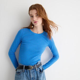 J.Crew Perfect-fit long-sleeve crewneck T-shirt in stripe