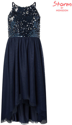 Monsoon Saskia Reversible Sequin Prom Dress Blue