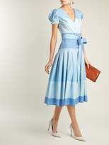 Thumbnail for your product : Carolina Herrera Stripe Jacquard Panelled Dress - Womens - Blue Stripe