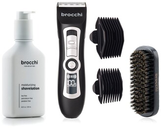 Sebastian Brocchi Brocchi Electric Trimmer, Boar Bristle Beard Brush & Moisturizing Shave Lotion Bundle