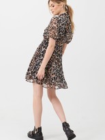 Thumbnail for your product : Very Georgette Twist Neck Mini Dress - Leopard
