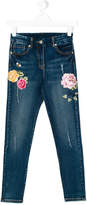 Thumbnail for your product : MonnaLisa floral embroidered distressed jeans