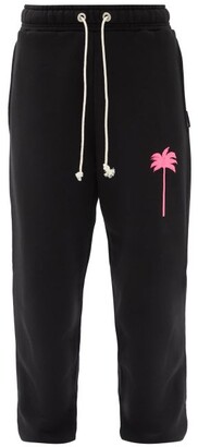Palm Angels Palm-print Cotton-jersey Track Pants - Black Pink