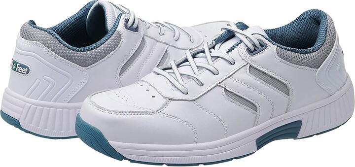 Orthofeet Pacific Palisades Men's Walking Shoes White : 13 EE - Wide Leather