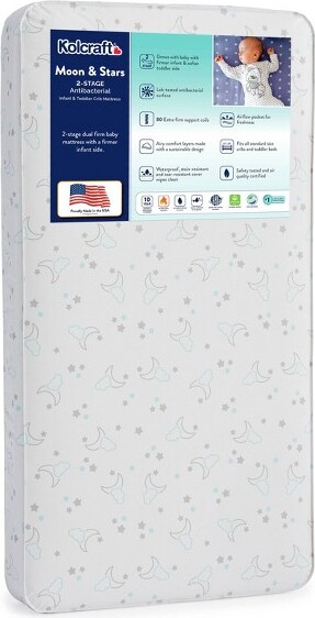 Kolcraft2-StageAntibacterialBabyCribMattressandToddlerBedMattress-MoonandStars