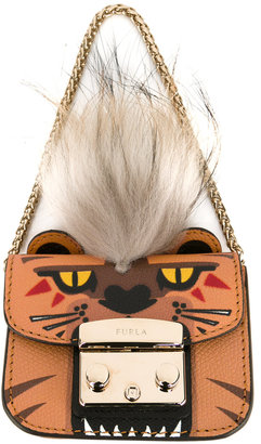 Furla tiger face clutch bag - women - Calf Leather/Rabbit Fur - One Size