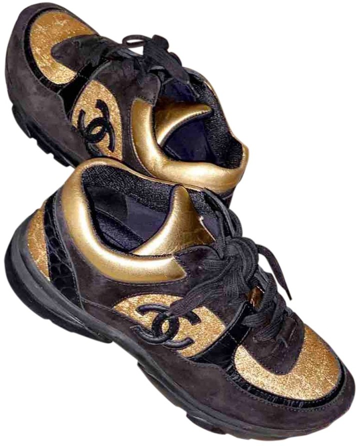 gold chanel sneakers