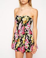 Thumbnail for your product : ASOS Bandeau Playsuit in Floral Print