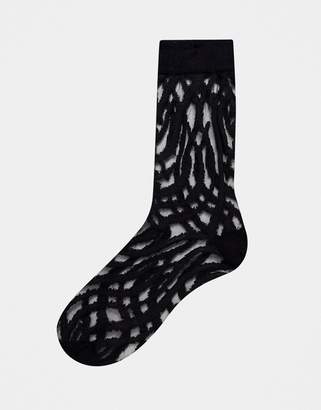 ASOS DESIGN ankle sock with sheer zebra print