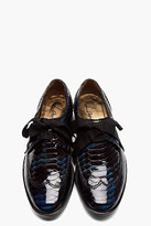 Thumbnail for your product : Lanvin Navy Snakeskin Ribbon-Tied Derbys