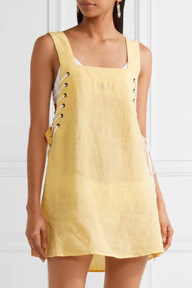Marysia Swim Waikiki Lace-up Linen Mini Dress - Yellow