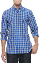 Thumbnail for your product : Neiman Marcus Windowpane-Plaid Poplin Shirt, Blue