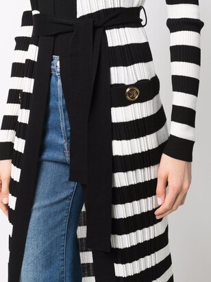 Balmain Horizontal-Stripe Cardi-Coat