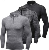 Thumbnail for your product : Yuerlian 3 Pack Mens Thermal Long Sleeve Tops Quick Dry Sports Running Training Compression Shirts