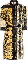 Thumbnail for your product : Versace Baroque print belted silk shirt dress