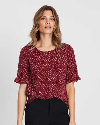 Atmos & Here Women's Red Short Sleeve Tops - Shelby Top