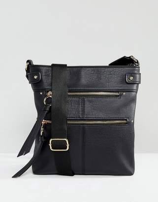 ASOS Messenger Bag With Zip Front Detail