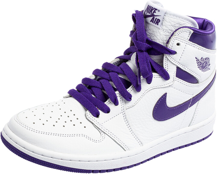 Air Jordans Air Jordan 1 White/Purple Leather Retro High OG Court Sneakers  Size 38.5 - ShopStyle Trainers \u0026 Athletic Shoes
