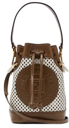 Fendi Mon Tresor Mini Perforated-leather Bucket Bag - Womens - White Multi