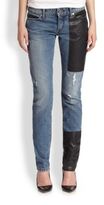 Thumbnail for your product : McQ Leather-Patched Skinny Jeans