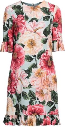 Dolce And Gabbana Fluted Floral Print Dress Dolce Gabbana Women's