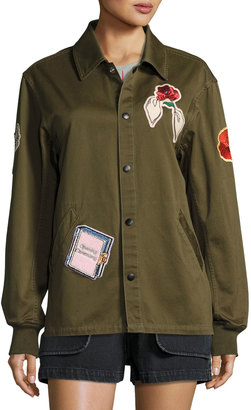 Opening Ceremony Gestures Twill Coach Jacket, Olive