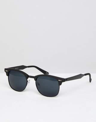 ASOS Retro Sunglasses In Matte Black With Black Metal Details