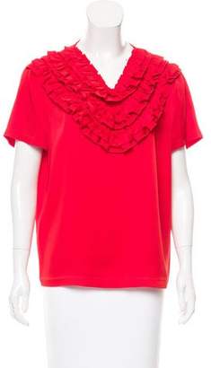 Sonia Rykiel Ruffle-Trimmed Keyhole-Accented Blouse