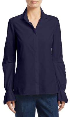 Akris Bell-Sleeve Cotton Poplin Button-Down Shirt