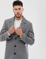 asos design wool mix overcoat in light gray