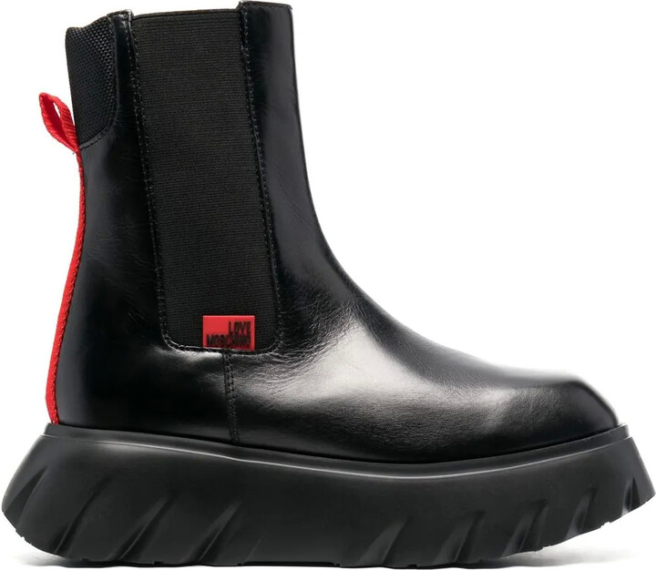 Love Moschino Logo-Patch Ankle Boots