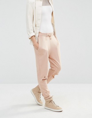 Missguided Tall Distressed Knee Track Pants